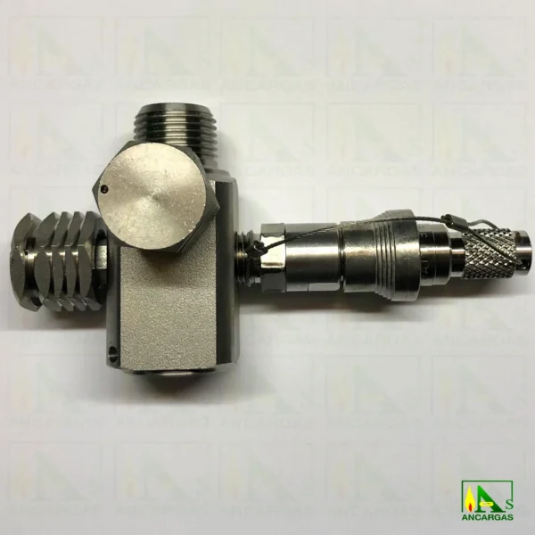 Válvula de 3 vías 1-2 inox para manómetro con enchufe rápido - Imagen Web de Ancargas ©