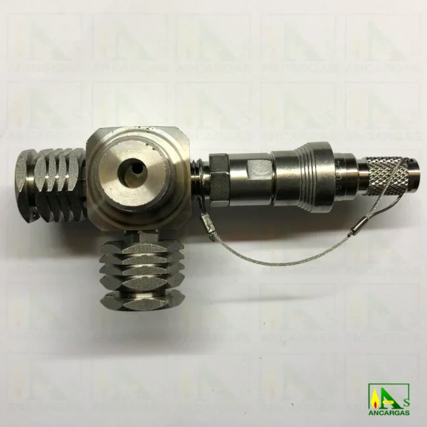 Válvula de 3 vías 1-2 inox para manómetro con enchufe rápido - Imagen Web de Ancargas ©