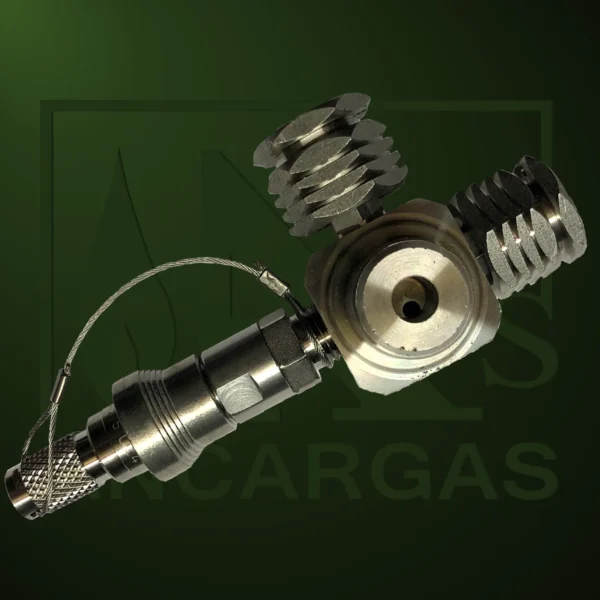 Válvula de 3 vías 1-2 inox para manómetro con enchufe rápido - Imagen Web de Ancargas ©