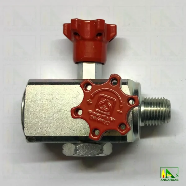Válvula de 3 vías 1/2" para manómetro con enchufe rápido - Imagen Web de Ancargas ©