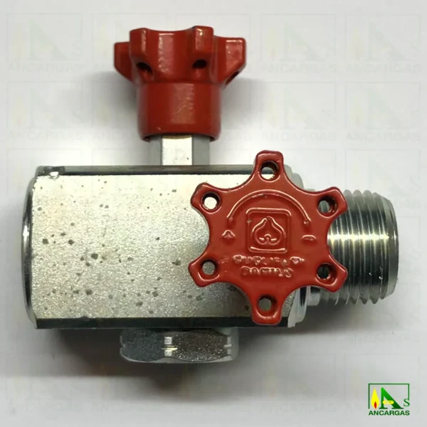 Válvula de 3 vías 1/2" para manómetro con enchufe rápido - Imagen Web de Ancargas ©