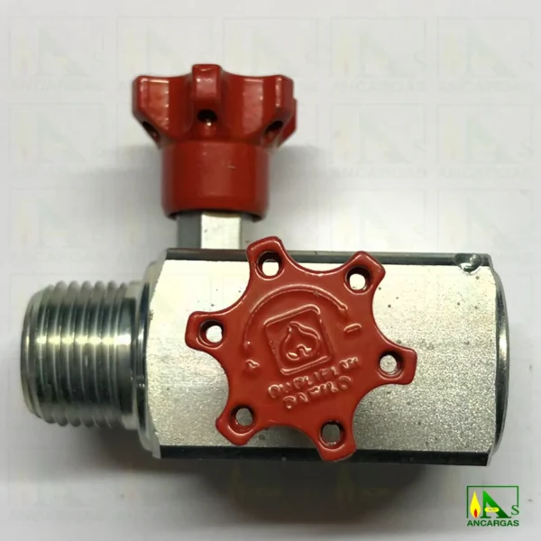 Válvula de 3 vías 1/2" para manómetro con enchufe rápido - Imagen Web de Ancargas ©