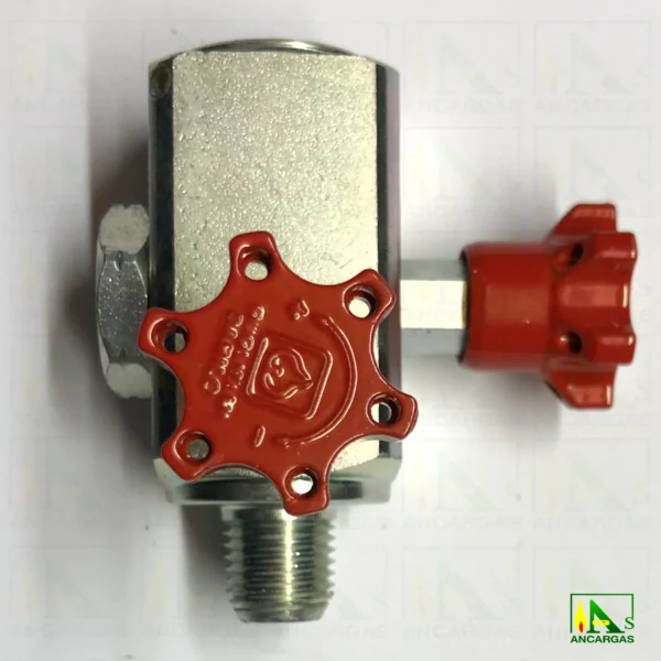 Válvula de 3 vías 1/2" para manómetro con enchufe rápido - Imagen Web de Ancargas ©