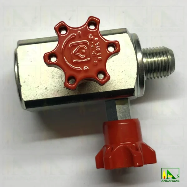 Válvula de 3 vías 1/2" para manómetro con enchufe rápido - Imagen Web de Ancargas ©
