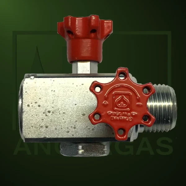 Válvula de 3 vías 1/2" para manómetro sin enchufe rápido - Imagen Web de Ancargas ©