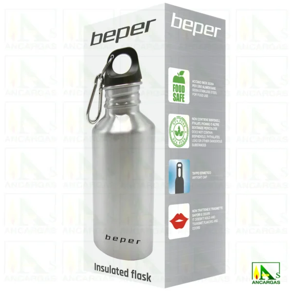 BOTELLA DEPORTIVA EN ACERO 0.5L BEPER - Imagen Web de Ancargas ©