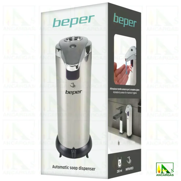 Dispensador de jabón automático cromado Beper - Imagen Web de Ancargas ©