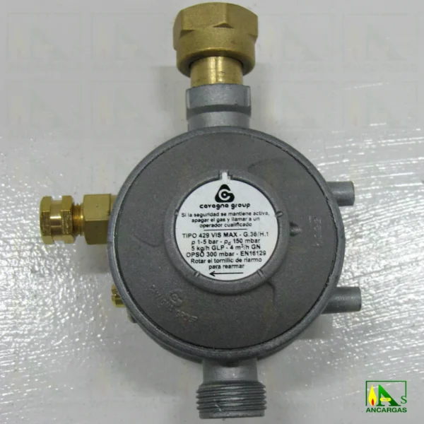 Regulador Reca 429 5kg 150 mbar VIS MAX con Peterson - Imagen Web de Ancargas ©