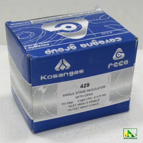 Regulador Reca 429 5kg 150 mbar VIS MAX con Peterson - Imagen Web de Ancargas ©
