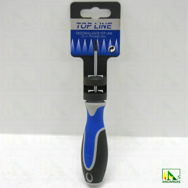 Destornillador Top Line Philips PH0x60mm Varilla Cr-V. punta negra magnética - Imagen Web de Ancargas ©