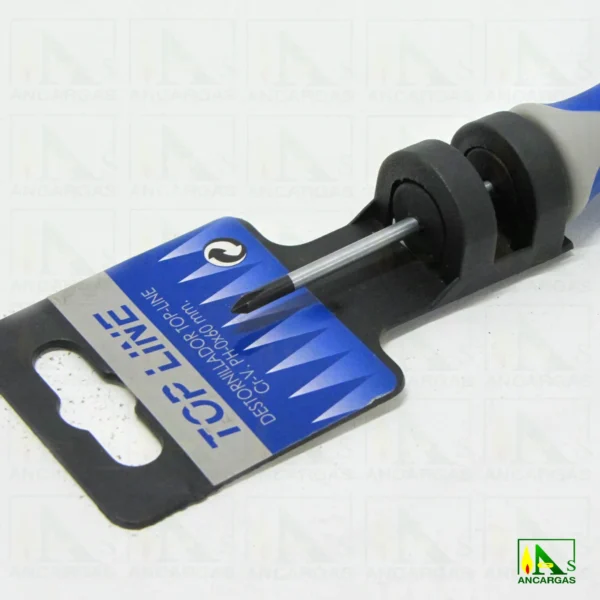 Destornillador Top Line Philips PH0x60mm Varilla Cr-V. punta negra magnética - Imagen Web de Ancargas ©