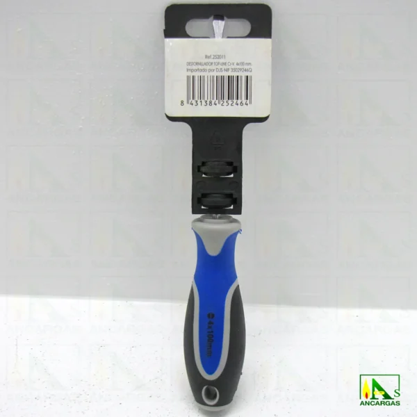Destornillador Top Line Plano 4x100mm Varilla Cr-V. punta negra magnética - Imagen Web de Ancargas ©