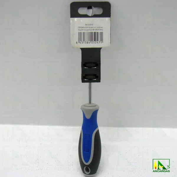 Destornillador Top Line Plano 5x125mm Varilla Cr-V. punta negra magnética - Imagen Web de Ancargas ©