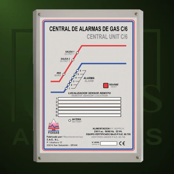 Central de alarma de gas Ref. C6 para seis sondas - Imagen Web de Ancargas ©
