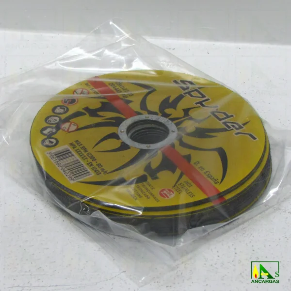DIS-0002 – Discos Abrasivos Spyder corte inox. Ø125mm espesor 1mm Orificio 22,2mm – Imagen Web de Ancargas ©