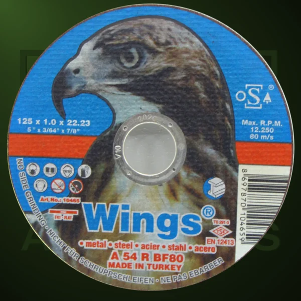Discos Abrasivos Wings Azul corte inox. Ø125mm espes.1mm Orific.22,2mm - Imagen Web de Ancargas ©