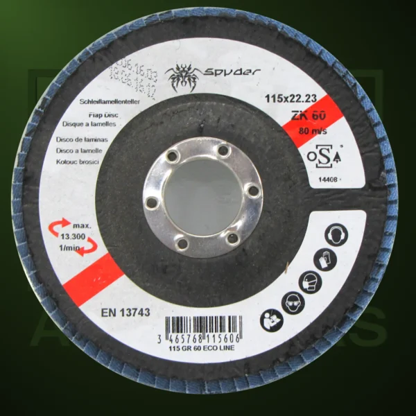 Discos Abrasivos Spyder de Lámina de Zirconio Ø115mm Grano 60 - Imagen Web de Ancargas ©