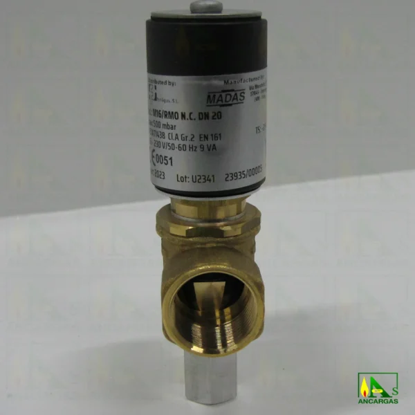Electroválvula rearme manual NC a 230V - 500mbar DN20 - Imagen Web de Ancargas ©