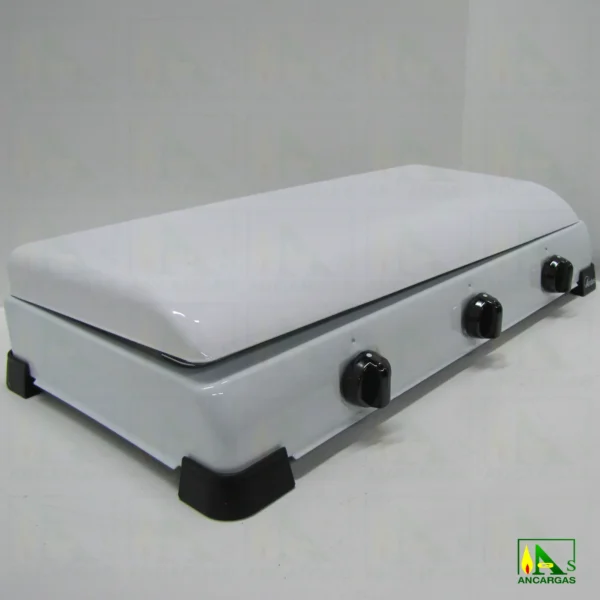 Cocina Gas Zeus esmaltada de 3 fuegos con tapa - Imagen Web de Ancargas ©