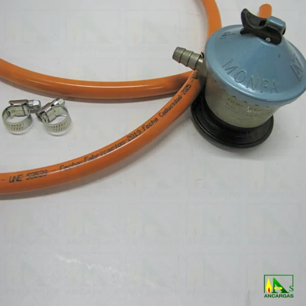 Conjunto regulador domestico manguera y abrazaderas - Imagen Web de Ancargas ©