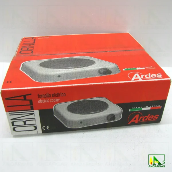 Hornillo eléctrico esmaltado blanco 1500W placa hierro Ø 18cm - Imagen Web de Ancargas ©