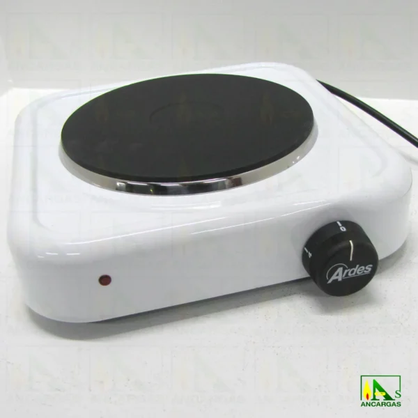 Hornillo eléctrico esmaltado blanco 1500W placa hierro Ø 18cm - Imagen Web de Ancargas ©