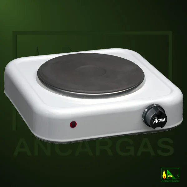 Hornillo eléctrico esmaltado blanco 1500W placa hierro Ø 18cm - Imagen Web de Ancargas ©