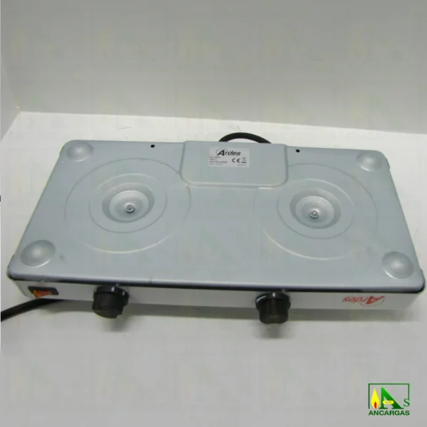 Hornillo eléctrico doble esmaltado blanco 1000W+1500W placas hierro Ø 14,5+18cm - Imagen Web de Ancargas ©