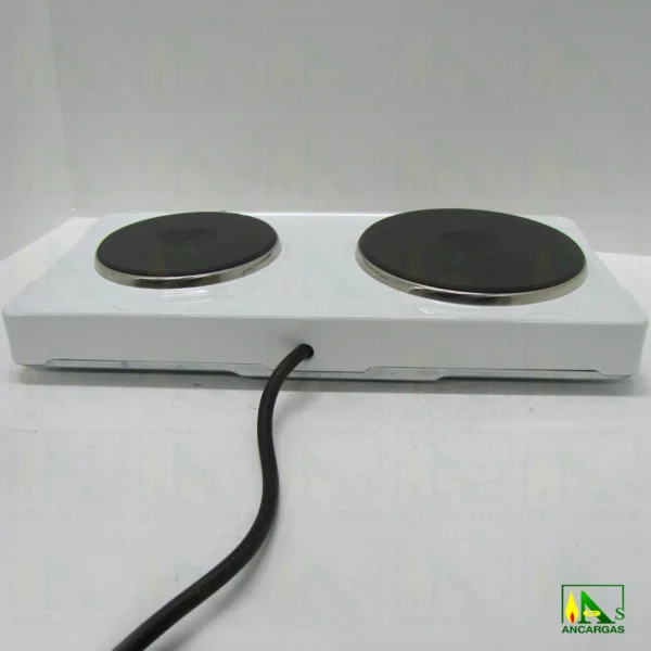 Hornillo eléctrico doble esmaltado blanco 1000W+1500W placas hierro Ø 14,5+18cm - Imagen Web de Ancargas ©