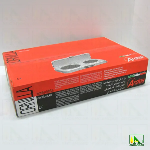 Hornillo eléctrico doble con tapa blanco 1000W+1500W placas hierro Ø 14,5+18cm - Imagen Web de Ancargas ©