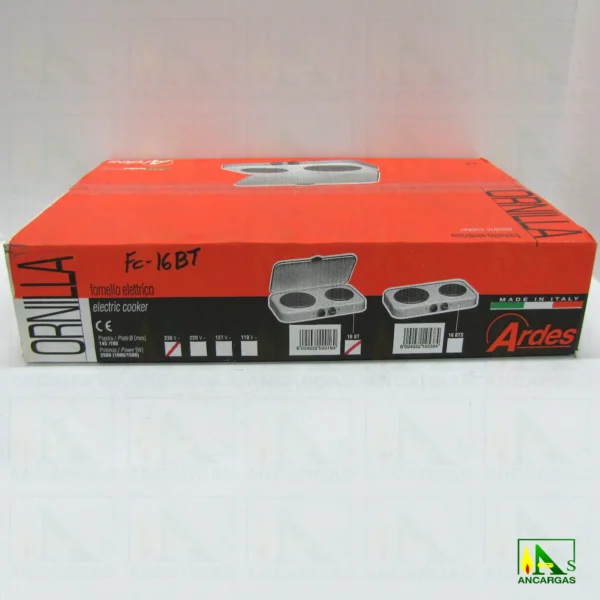 Hornillo eléctrico doble con tapa blanco 1000W+1500W placas hierro Ø 14,5+18cm - Imagen Web de Ancargas ©