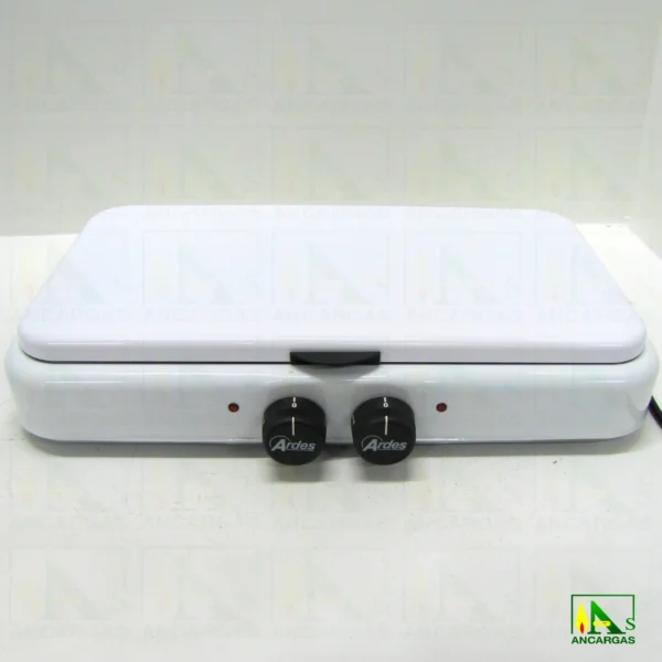 Hornillo eléctrico doble con tapa blanco 1000W+1500W placas hierro Ø 14,5+18cm - Imagen Web de Ancargas ©