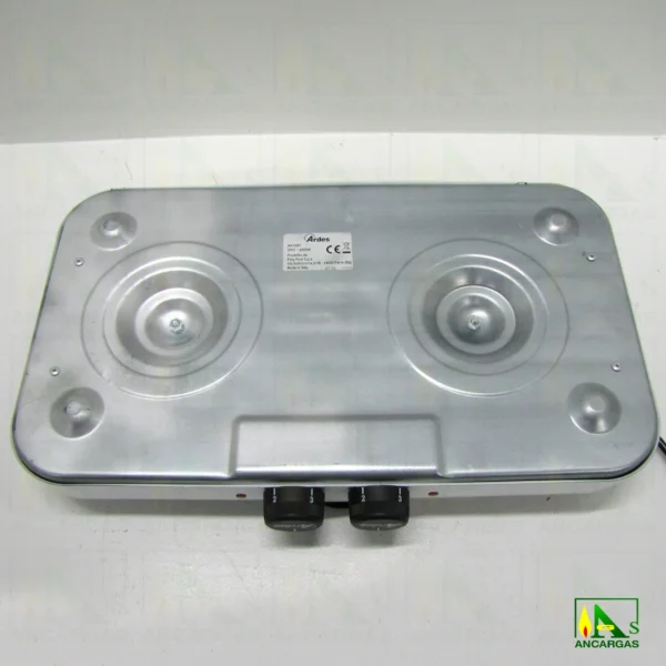 Hornillo eléctrico doble con tapa blanco 1000W+1500W placas hierro Ø 14,5+18cm - Imagen Web de Ancargas ©