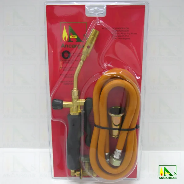Soldador con economizador boquillas de 18 y 30 mm manguera y llave camping - Imagen Web de Ancargas ©