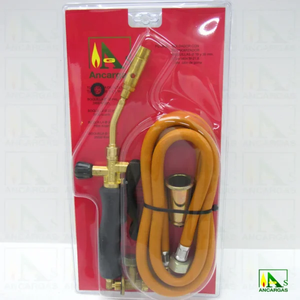 Soldador con economizador boquillas de 18 y 30 mm manguera y llave camping - Imagen Web de Ancargas ©