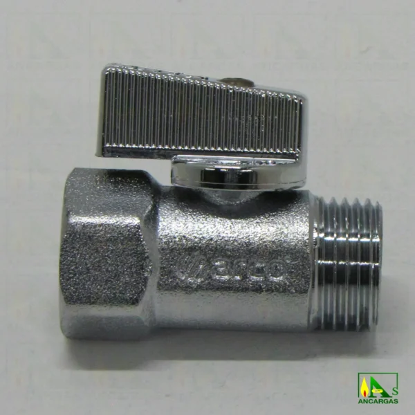Válvula esfera mini PN16 macho hembra hexagonal mando y acabado cromo - Imagen Web de Ancargas ©