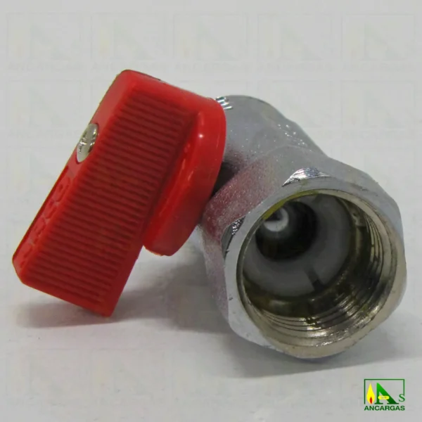Válvula esfera mini PN16 macho hembra hexagonal mando ROJO y acabado cromo - Imagen Web de Ancargas ©