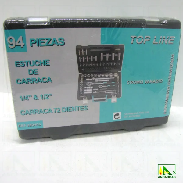 Estuche de carracas Top Line de 94 piezas Cr-V. Estuche 72 dientes - Imagen Web de Ancargas ©