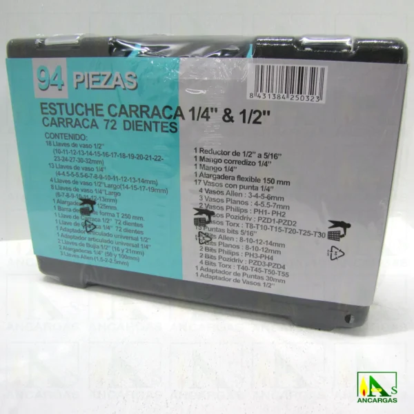 Estuche de carracas Top Line de 94 piezas Cr-V. Estuche 72 dientes - Imagen Web de Ancargas ©