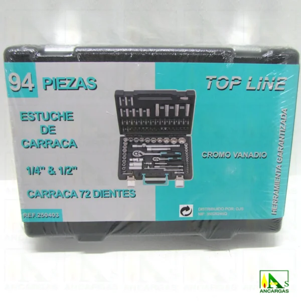 Estuche de carracas Top Line de 94 piezas Cr-V. Estuche 72 dientes - Imagen Web de Ancargas ©