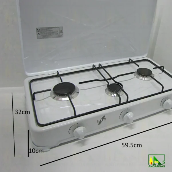 Cocina de gas a 3 fuegos - Imagen Web de Ancargas ©