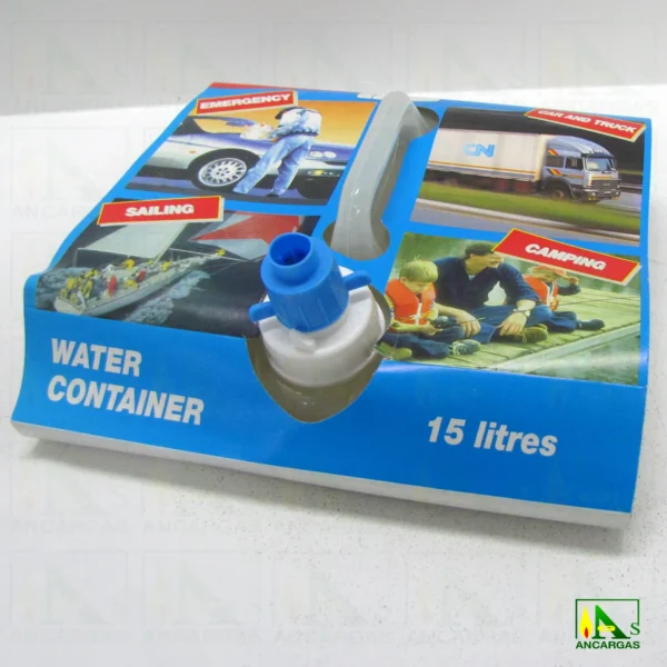 Tonel plegable para agua 15L en plástico para alimentación con asa y grifo - Imagen Web de Ancargas ©