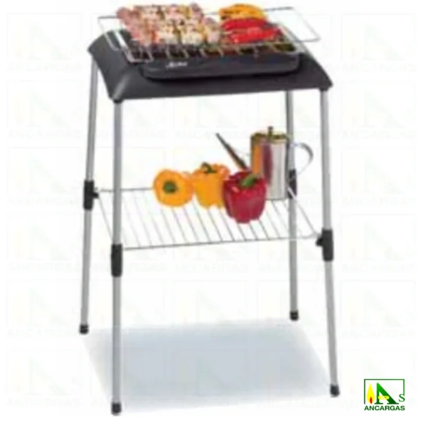 Barbacoa grill eléctrica Ardes Brace-Plus parrilla acero cromado 2000W con pies - Imagen Web de Ancargas ©