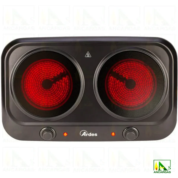 Placa vitrocerámica eléctrica doble 1200 + 1200W - Imagen Web de Ancargas ©