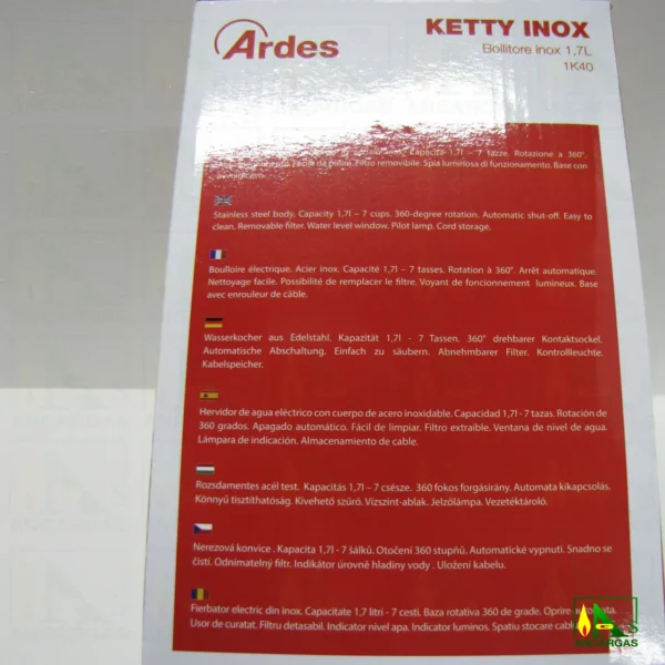 Ardes Ketty Inox Hervidor ar1k40 - Imagen Web de Ancargas ©