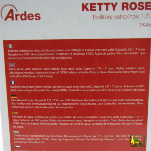 Ardes Ketty Rose Hervidor ar1k45 - Imagen Web de Ancargas ©