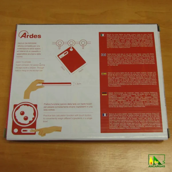 Ardes Báscula de cocina digital (rojo) - Imagen Web de Ancargas ©
