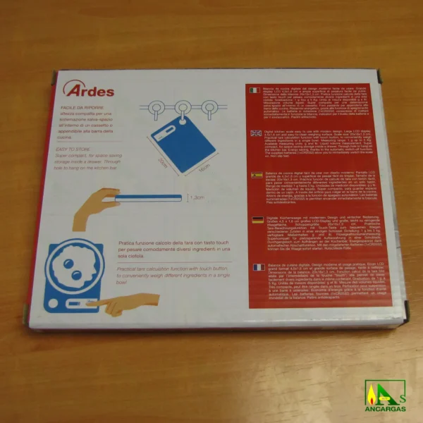 Ardes Báscula de cocina digital (azul) - Imagen Web de Ancargas ©