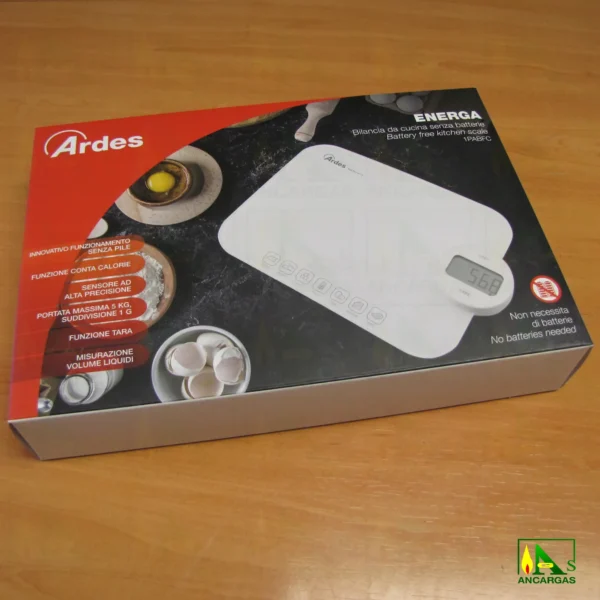Ardes Báscula de cocina ENERGA - SIN PILAS - Imagen Web de Ancargas ©