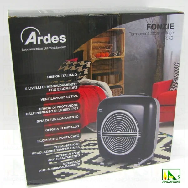 Ardes Calefactor Fonzie Negro - Imagen Web de Ancargas ©
